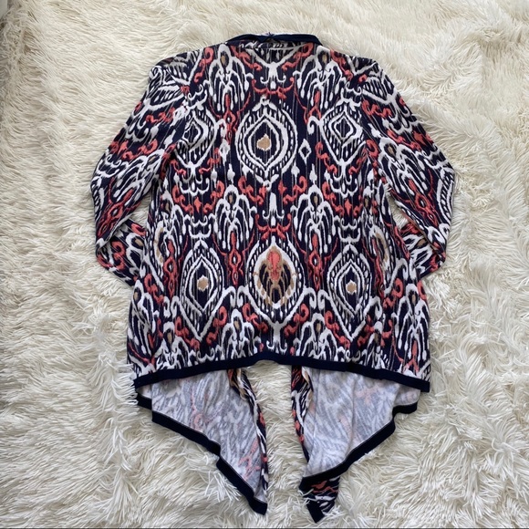 New York and Co Navy and Pink Patterned Cardigan - Picture 3 of 3